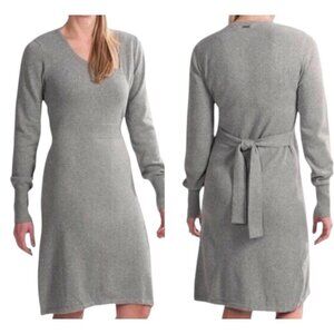Prana Gray Ziggy Long Sleeve Belted Sweater Dress Women's Size M
